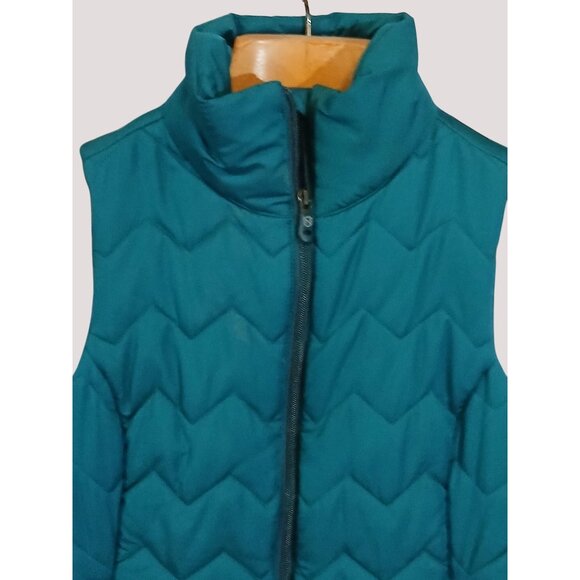Noble Outfitters Calgary Teal Chevron Quilted Puffer Vest Size M High Collar Log - Picture 2 of 10